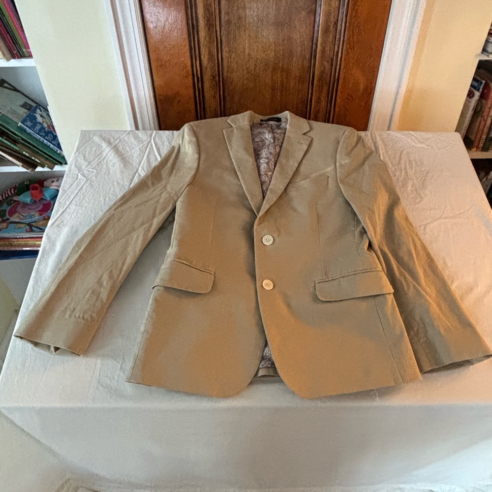Lauren Ralph Lauren (LRL) Boys Blazer - Tan/Khaki Paisley Lined - Size 14R